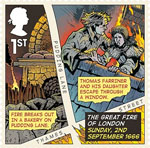 The Great Fire of London 1st Stamp (2016) Sunday, 2nd September 1666 - Fire Breaks Out