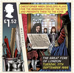 The Great Fire of London £1.52 Stamp (2016) Tuesday, 11th September 1666, Christopher Wren plans presented