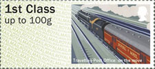 Post & Go : Royal Mail Heritage : Mail by Rail 1st Stamp (2017) Travelling Post Office: On The Move
