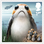 Star Wars - Droids and Aliens 1st Stamp (2017) Porg