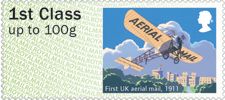 Post & Go : Royal Mail Heritage : Mail by Air 1st Stamp (2017) First UK aerial mail, 1911
