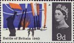 25th Anniversary of Battle of Britain 9d Stamp (1965) Anti-aircraft Artillery in Action