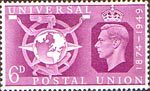 75th Anniversary of Universal Postal Union 6d Stamp (1949) Goddess Concordia, Globe of Compass