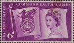 Sixth British Empire and Commonwealth Games, Cardiff 6d Stamp (1958) Flag and Games Emblem