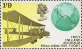 Notable Anniversaries 1s9d Stamp (1969) Vickers FB-27 Vimy Aircraft and Globe showing Flight