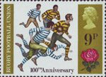British Anniversaries 9p Stamp (1971) Rugby Football, 1971