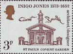 Inigo Jones - 400th Anniversary 3p Stamp (1973) St Paul's Church, Covent Garden