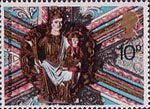Christmas 10p Stamp (1974) Virgin and Child (Worcester cathedral, c 1224)
