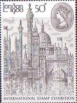 'London 1980' International Stamp Exhibition 50p Stamp (1980) Montage of London Buildings