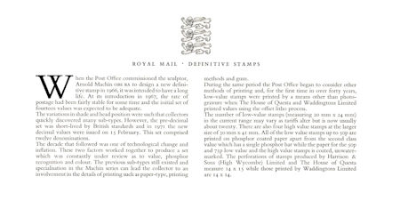 Reverse for New Definitive Stamps