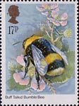 Insects 17p Stamp (1985) Bombus terrestris (bee)