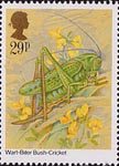 Insects 29p Stamp (1985) Decticus verrucivorus (bush-cricket)