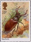 Insects 31p Stamp (1985) Lucanus cervus (stag beetle)
