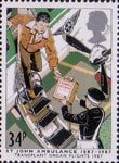St John Ambulance 34p Stamp (1987) Transport of Transplant organ by Air Wing, 1987