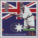 The Australian Bicentenary 34p Stamp (1988) W.G. Grace (cricketer) and Tennis Racquet