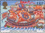 The Armada 1588 18p Stamp (1988) Spanish Galeasse off The Lizard