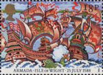 The Armada 1588 18p Stamp (1988) Engagement off Isle of Wight