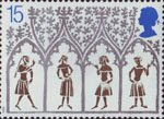 Christmas 1989 15p Stamp (1989) 14th-century Peasants from stained-glass window