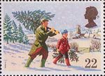 Christmas 1990 22p Stamp (1990) Fetching the Christmas Tree