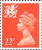 Regional Definitive - Wales 22p Stamp (1990) Bright Orange Red