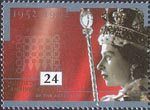 40th Anniversary of Accession 24p Stamp (1992) Queen Elizabeth in Coronation Robes and Parliamentary Emblem