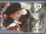 40th Anniversary of Accession 24p Stamp (1992) Queen Elizabeth in Garter Robes and Archiepiscopal Arms