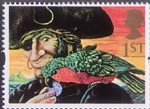 Greetings - Giving 1st Stamp (1993) Long John Silver and Parrot (Treasure Island)