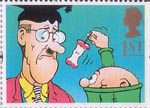 Greetings - Giving 1st Stamp (1993) Teacher and Wilfrid ('The Bash Street Kids')