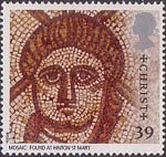 Roman Britain 39p Stamp (1993) Christ (Hinton St Mary mosaic)