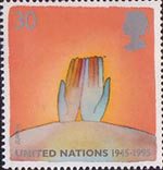 Peace and Freedom 30p Stamp (1995) Symbolic Hands