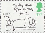 Greetings - Cartoons 1st Stamp (1996) 'My day starts before I'm ready for it' (Mel Calman)