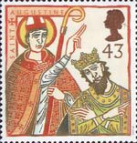 St Augustine and St Columba - Missions of Faith 43p Stamp (1997) St Augustine with King Ethelbert