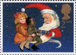 Christmas 1997 2nd Stamp (1997) Children and Father Christmas pulling Cracker