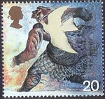 Settlers Tale 20p Stamp (1999) Dove and Norman settler (medieval migration to Scotland)