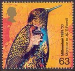Settlers Tale 63p Stamp (1999) Hummingbird and Superimposed Stylised Face (20th-century migration to Great Britain)
