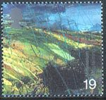 Farmers Tale 19p Stamp (1999) Upland Landscape (Strip Farming)
