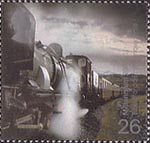 Millennium Projects (2nd Series). 'Fire and Light' 26p Stamp (2000) Garratt Steam Locomotive No. 143 pulling Train (Eheilffordd Eyri, Welsh Highland Railway)