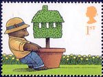 Occasions 2002 1st Stamp (2002) Bear pulling Potted Topiary Tree (Moving Home)