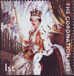 50th Anniversary of Coronation 1st Stamp (2003) Queen Elizabeth II in Coronation Robes (photograph by Cecil Beaton)