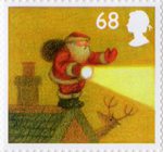 Christmas 2004 68p Stamp (2004) In Fog on edge of roof with Torch