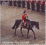 Trooping the Colour 68p Stamp (2005) Queen riding side-saddle, 1972