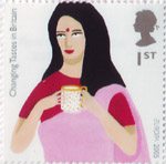 Changing Tastes in Britain 1st Stamp (2005) Indian Woman drinking Tea