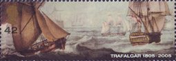 Trafalgar 42p Stamp (2005) Cutter and HMS Pickle (schooner)
