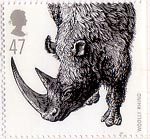 Ice Age Animals 47p Stamp (2006) Woolly Rhino (Coelodonta antiquitatis)