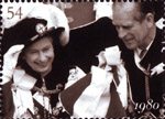 The Diamond Wedding Anniversary 54p Stamp (2007) Queen and Prince Philip at Garter Ceremony, 1980