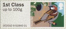 Post & Go - Birds of Britain I 1st Stamp (2010) House Sparrow