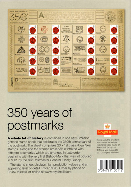 350th Anniversary of the First Postmark (2011)