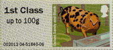Post & Go: Pigs - British Farm Animals 2 1st Stamp (2012) Oxford Sandy and Black