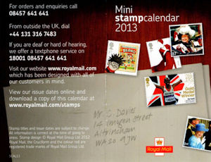 Reverse for Mini Stamp Calendar 2013
