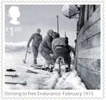 Shackleton and the Endurance Expedition £1.00 Stamp (2016) Striving to free Endurance - February 1915